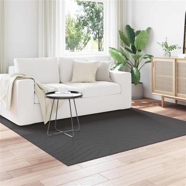 Grote foto vidaxl vloerkleden vierkant palmeras antraciet 120 x 120 cm polyester huis en inrichting vloerbedekking en kleden