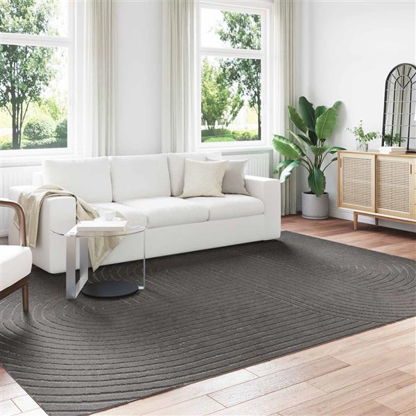 Grote foto vidaxl vloerkleden palmeras antraciet 340 x 240 cm polyester huis en inrichting vloerbedekking en kleden
