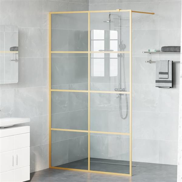 Grote foto vidaxl inloop douche wand goud 115 x 195 cm gehard glas huis en inrichting complete badkamers