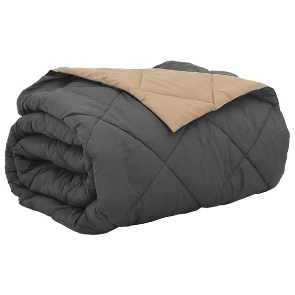 Grote foto vidaxl zomerdekbed antraciet en taupe 200 x 200 cm microfiber huis en inrichting bedden