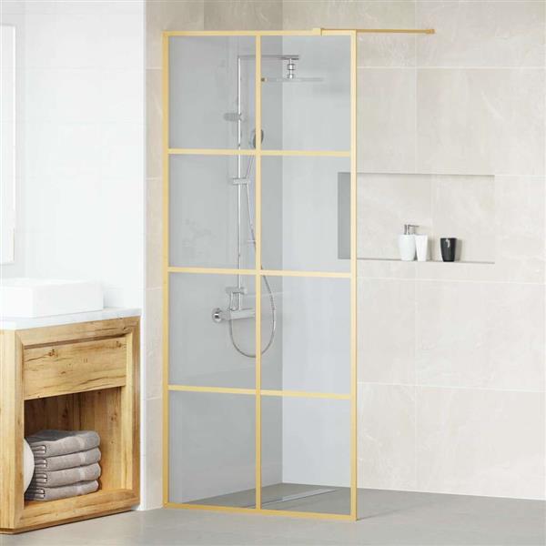 Grote foto vidaxl inloop douche wand goud 90 x 195 cm gehard glas huis en inrichting complete badkamers