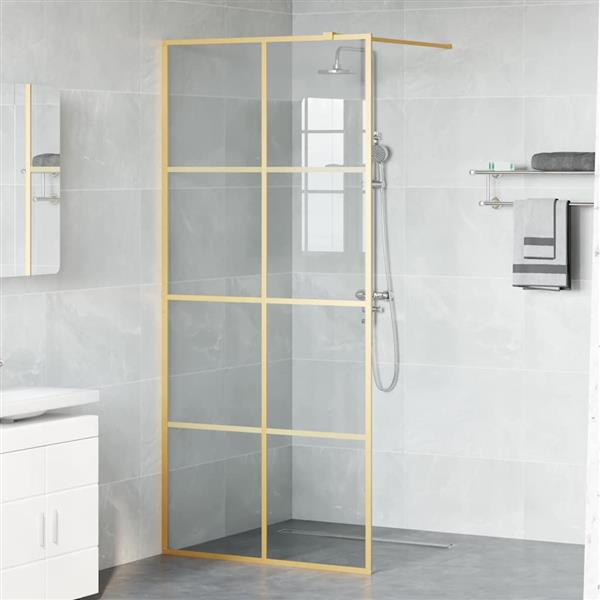 Grote foto vidaxl inloop douche wand goud 90 x 195 cm gehard glas huis en inrichting complete badkamers