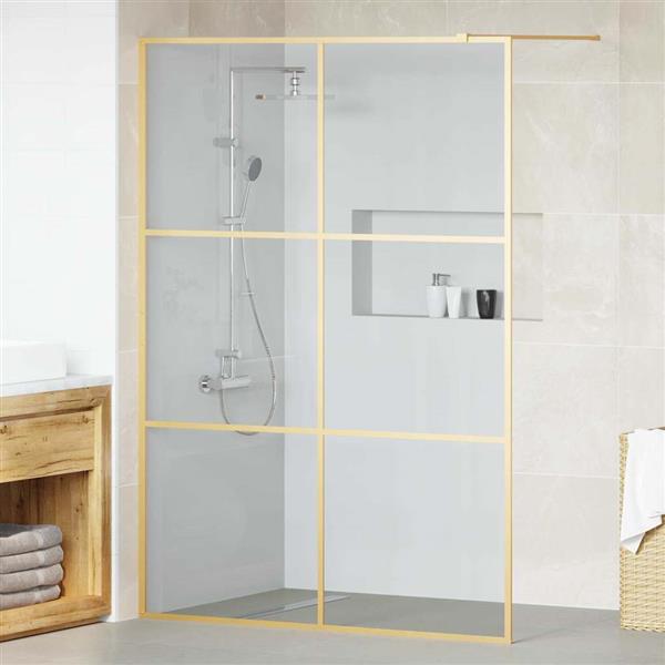 Grote foto vidaxl inloop douche wand goud 140 x 195 cm gehard glas huis en inrichting complete badkamers
