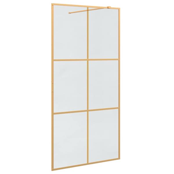 Grote foto vidaxl inloop douche wand goud 100 x 195 cm gehard glas huis en inrichting complete badkamers