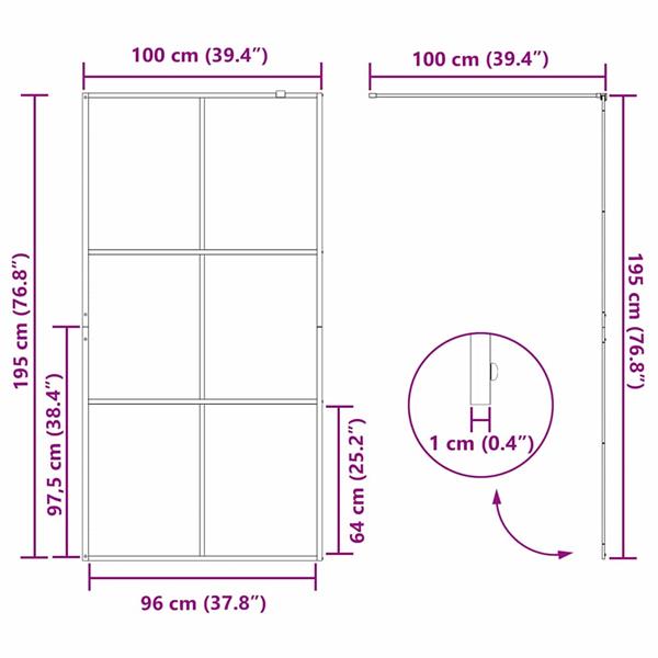 Grote foto vidaxl inloop douche wand goud 100 x 195 cm gehard glas huis en inrichting complete badkamers