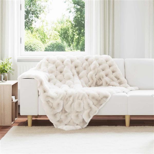 Grote foto vidaxl antislip nep konijnenbont deken olite 4 pcs wit 130 x 150 cm huis en inrichting bedden