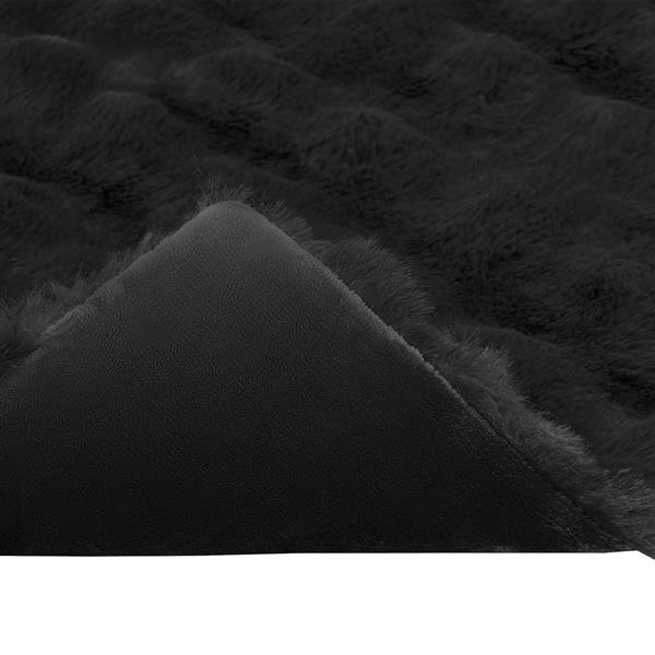 Grote foto vidaxl antislip nep konijnenbont deken olite 4 pcs zwart 240 x 270 cm huis en inrichting bedden