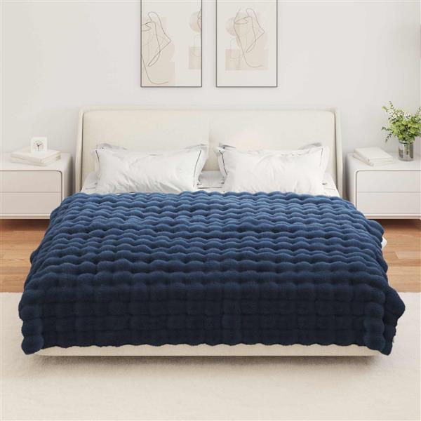 Grote foto vidaxl antislip nep konijnenbont deken olite 4 pcs marineblauw huis en inrichting bedden