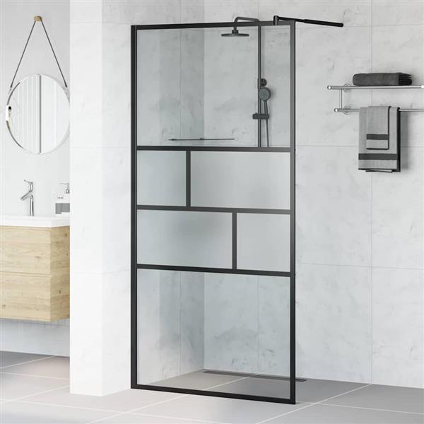 Grote foto vidaxl inloop douche wand zwart 100 x 195 x 0 5 cm glas en aluminium huis en inrichting complete badkamers