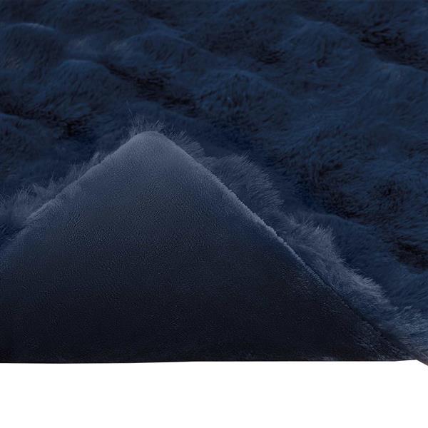 Grote foto vidaxl antislip nep konijnenbont deken olite marineblauw 130 x 150 cm huis en inrichting bedden