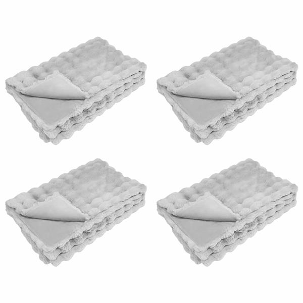 Grote foto vidaxl antislip nep konijnenbont deken olite 4 pcs grijs 150 x 220 cm huis en inrichting bedden