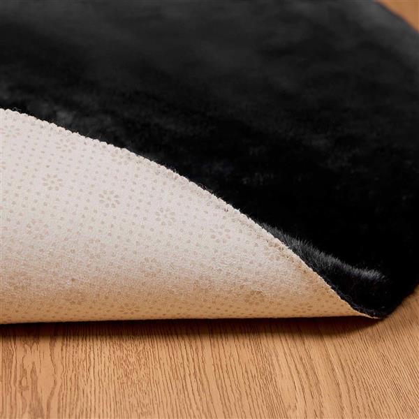 Grote foto vidaxl antislip neplederen konijnenbont vloerkleed olite zwart huis en inrichting vloerbedekking en kleden