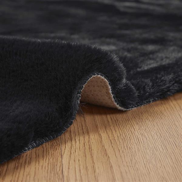 Grote foto vidaxl antislip vloerkleed van imitatie konijnenbont olite zwart huis en inrichting vloerbedekking en kleden