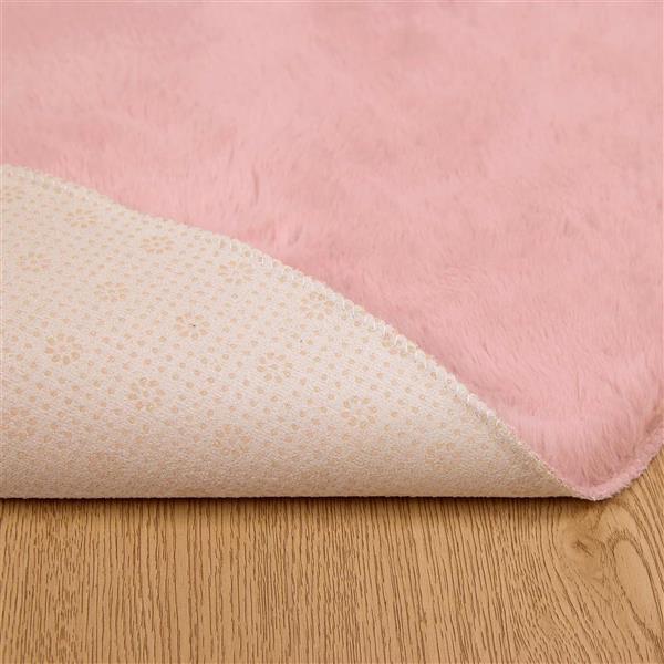 Grote foto vidaxl antislip neplederen konijnenbont vloerkleed olite roze 80 cm huis en inrichting vloerbedekking en kleden