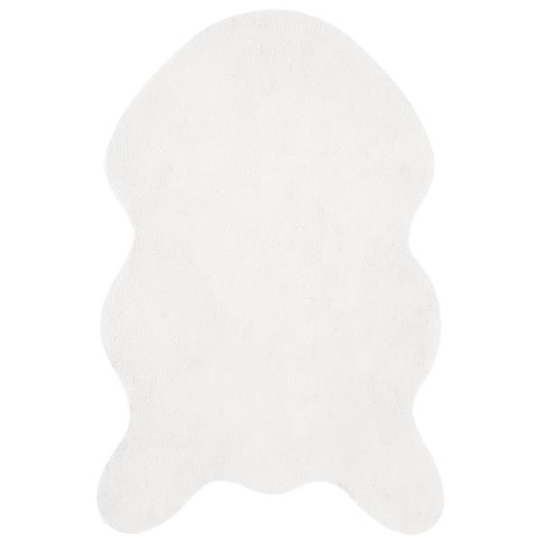 Grote foto vidaxl antislip neplederen konijnenbont vloerkleed olite wit polyester huis en inrichting vloerbedekking en kleden