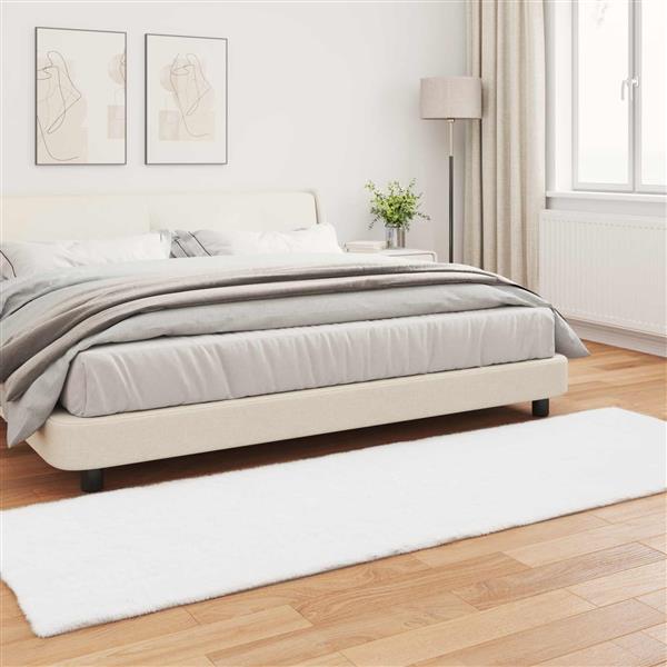 Grote foto vidaxl antislip neplederen konijnenbont vloerkleed olite wit polyester huis en inrichting vloerbedekking en kleden