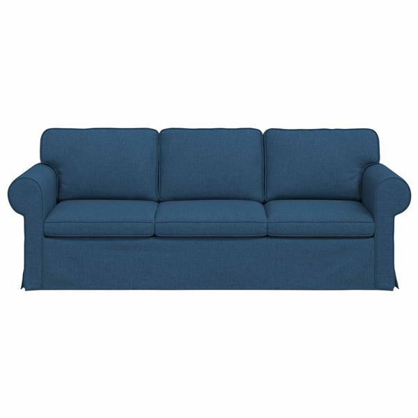 Grote foto vidaxl bank blauw 215 x 82 x 80 cm stof huis en inrichting bankstellen