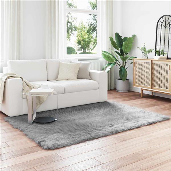 Grote foto vidaxl nep schapenvacht tapijt tafalla grijs 140 x 200 cm polyester huis en inrichting vloerbedekking en kleden