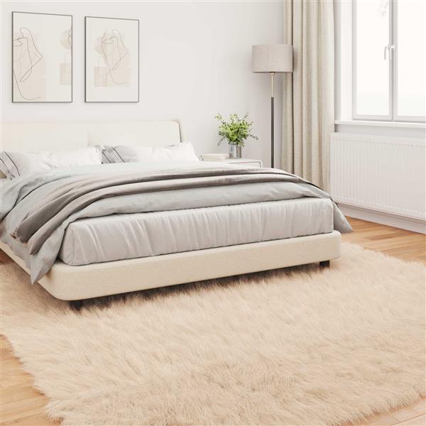 Grote foto vidaxl nep schapenvacht tapijt tafalla beige 240 x 240 cm polyester huis en inrichting vloerbedekking en kleden