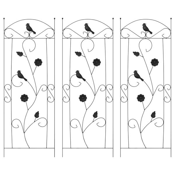 Grote foto vidaxl tuinhek 3 pcs zwart 110 x 40 cm staal tuin en terras overige tuin en terras