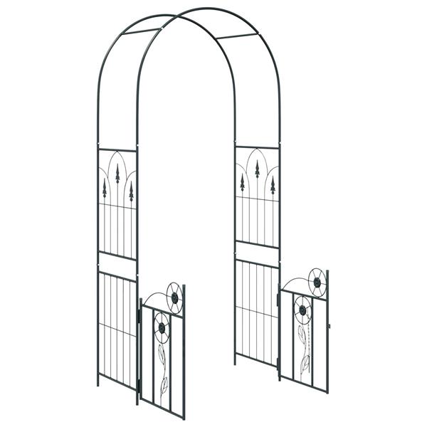 Grote foto vidaxl tuin boog met slot zwart 102 x 50 x 218 cm tuin en terras overige tuin en terras