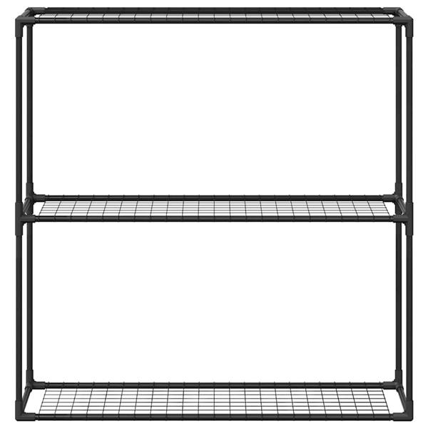 Grote foto vidaxl 3 laags plantenstandaard zwart 100 x 32 x 102 cm staal tuin en terras overige tuin en terras