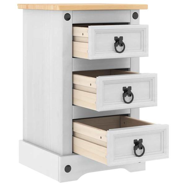 Grote foto vidaxl nachtkastje corona wit 35 x 32 5 x 58 cm massief grenenhout huis en inrichting complete slaapkamers