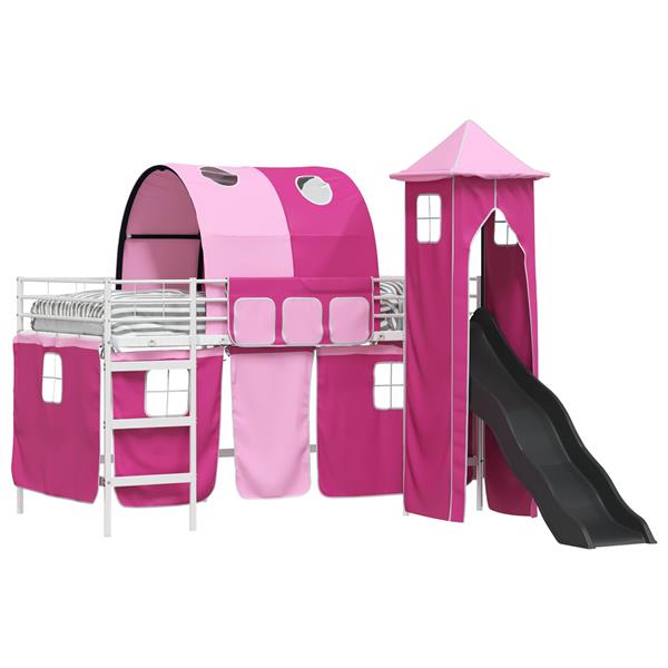 Grote foto vidaxl loftbed voor kids wit en roze 90 x 200 cm metaal antiek en kunst stoelen en banken