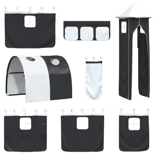 Grote foto vidaxl loftbed voor kids wit en zwart 100 x 190 cm metaal antiek en kunst stoelen en banken