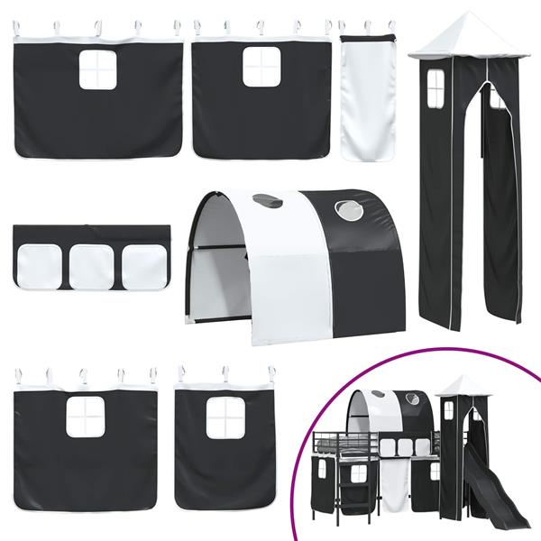 Grote foto vidaxl loftbed voor kids zwart 100 x 190 cm metaal antiek en kunst stoelen en banken