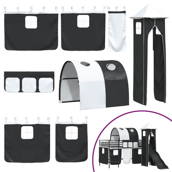 Grote foto vidaxl loftbed voor kids zwart 100 x 200 cm metaal antiek en kunst stoelen en banken