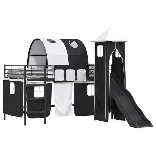 Grote foto vidaxl loftbed voor kids zwart 80 x 200 cm metaal antiek en kunst stoelen en banken