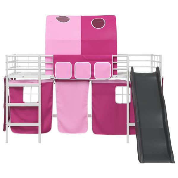 Grote foto vidaxl loftbed voor kids wit en roze 107 x 200 cm metaal antiek en kunst stoelen en banken