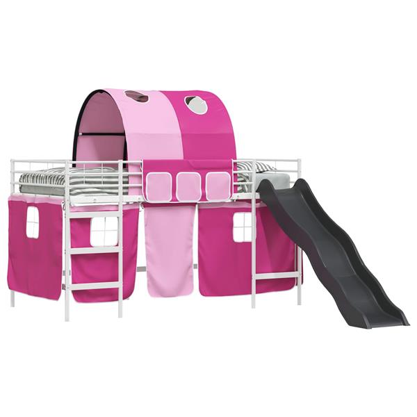 Grote foto vidaxl loftbed voor kids wit en roze 100 x 200 cm metaal antiek en kunst stoelen en banken