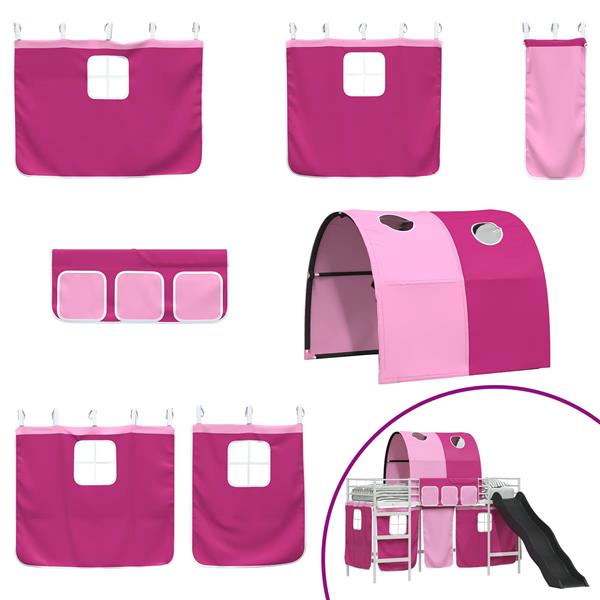 Grote foto vidaxl loftbed voor kids wit en roze 100 x 190 cm metaal antiek en kunst stoelen en banken