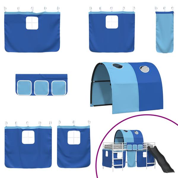 Grote foto vidaxl loftbed voor kids wit en blauw 100 x 200 cm metaal antiek en kunst stoelen en banken