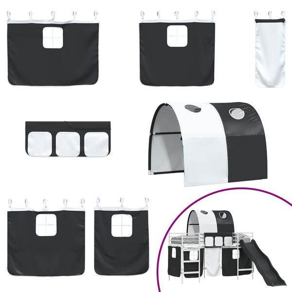 Grote foto vidaxl loftbed voor kids wit en zwart 100 x 190 cm metaal antiek en kunst stoelen en banken