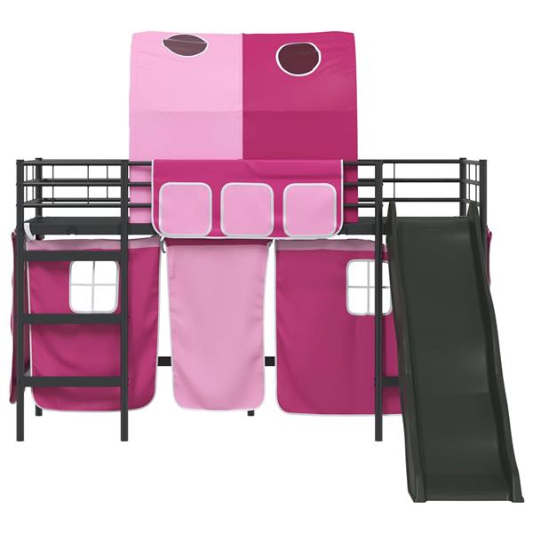 Grote foto vidaxl loftbed voor kids zwart en roze 100 x 190 cm metaal antiek en kunst stoelen en banken