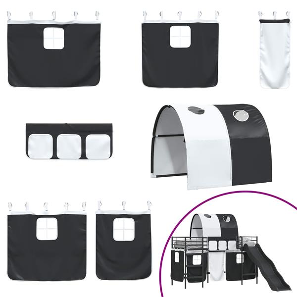 Grote foto vidaxl loftbed voor kids zwart 100 x 190 cm metaal antiek en kunst stoelen en banken