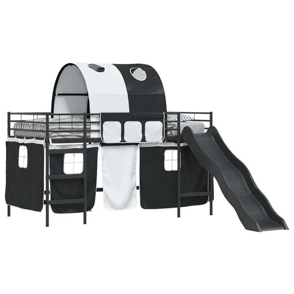 Grote foto vidaxl loftbed voor kids zwart 80 x 200 cm metaal antiek en kunst stoelen en banken