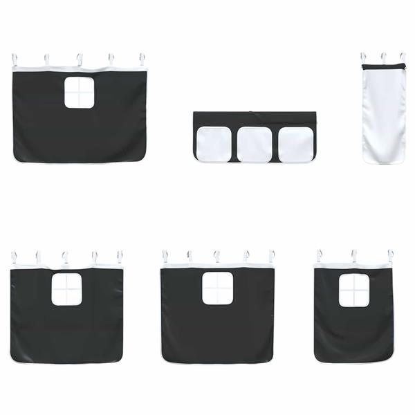 Grote foto vidaxl loftbedframe voor kinderen met gordijnen wit en zwart antiek en kunst stoelen en banken