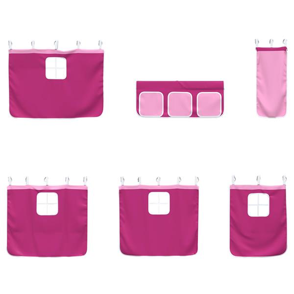 Grote foto vidaxl loftbedframe voor kinderen met gordijnen zwart en roze antiek en kunst stoelen en banken