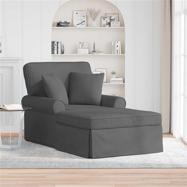 Grote foto vidaxl chaise lounge met rok met kussen 3 pcs donkergrijs stof huis en inrichting bankstellen