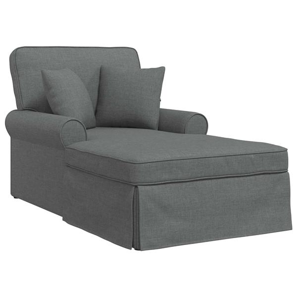 Grote foto vidaxl chaise lounge met rok met kussen 3 pcs donkergrijs stof huis en inrichting bankstellen