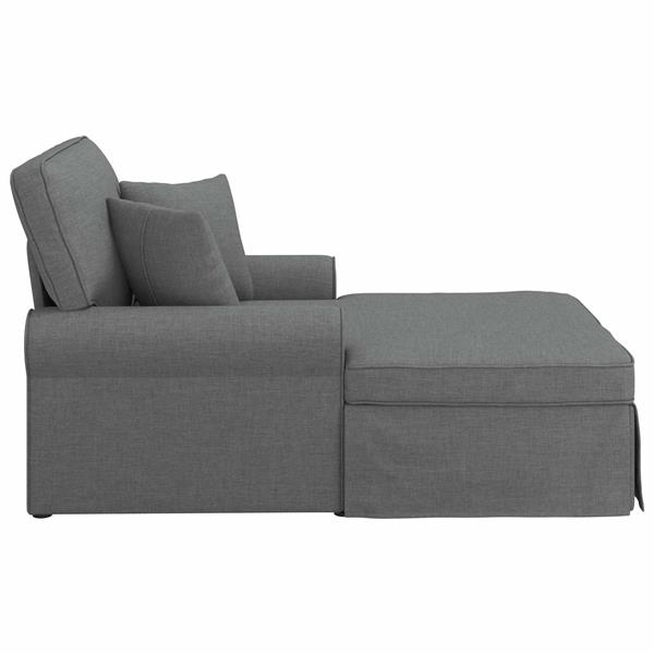Grote foto vidaxl chaise lounge met rok met kussen 3 pcs donkergrijs stof huis en inrichting bankstellen