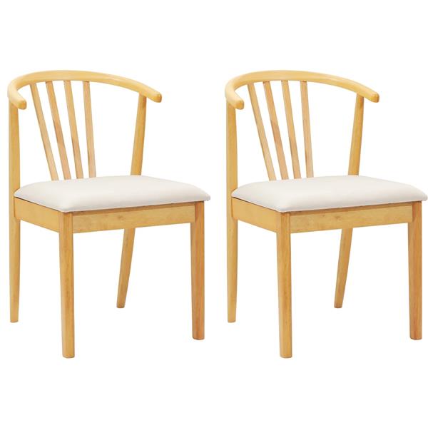 Grote foto vidaxl eetkamerstoel 2 pcs natuurlijk en licht massief rubberhout huis en inrichting stoelen