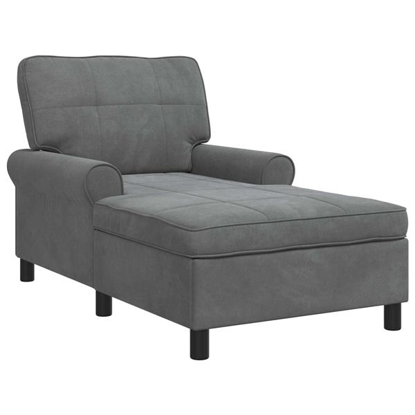 Grote foto vidaxl chaise lounge met kussen donkergrijs 91 x 157 x 91 cm fluweel huis en inrichting bankstellen