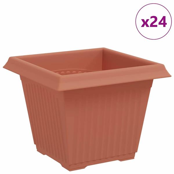 Grote foto vidaxl vierkante bloempot 24 pcs baksteenrood 33 x 33 x 26 cm tuin en terras overige tuin en terras