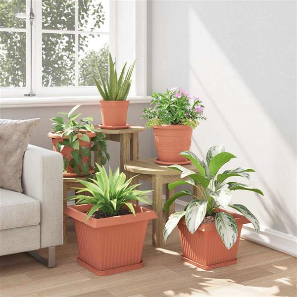 Grote foto vidaxl vierkante bloempot 24 pcs baksteenrood 33 x 33 x 26 cm tuin en terras overige tuin en terras