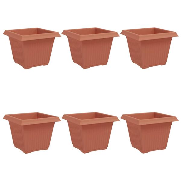 Grote foto vidaxl vierkante bloempot 6 pcs baksteenrood 28 5 x 28 5 x 22 cm tuin en terras overige tuin en terras